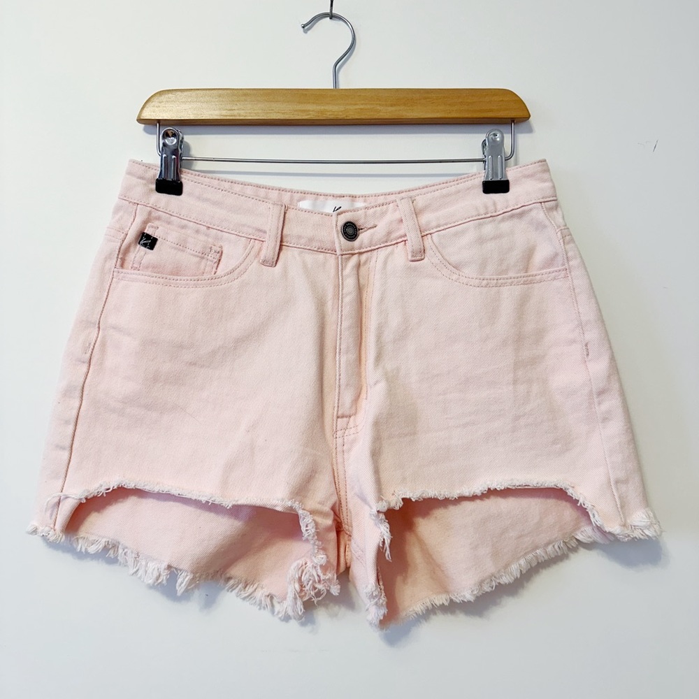 KanCan High-Rise Frayed Shorts- Sakura Wash